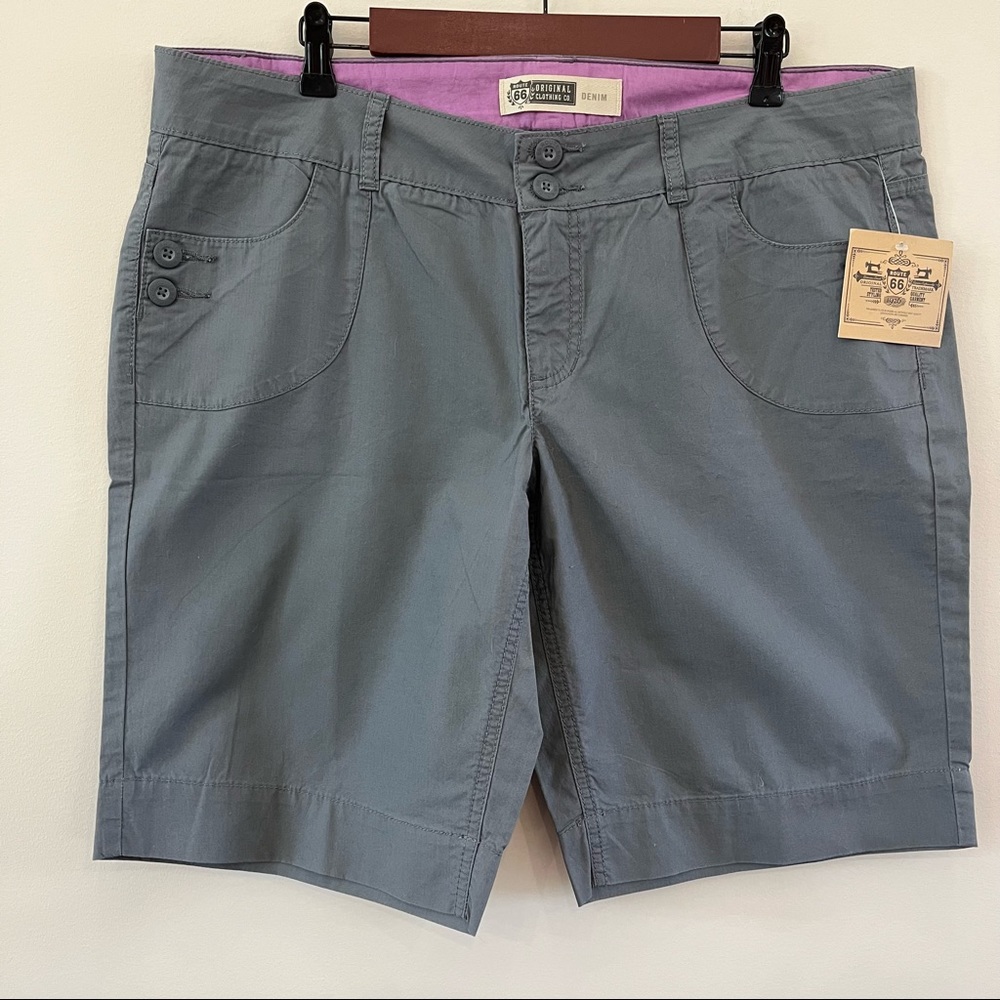 Route 66 Retro Gray Denim Bermuda Shorts Size 16W